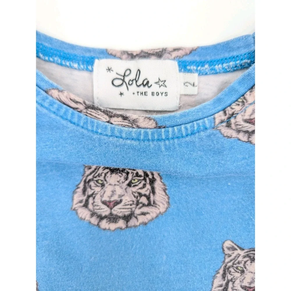 Lola and the Boys T Shirt Short Set Boys Size 2t Blue Tiger Outfit